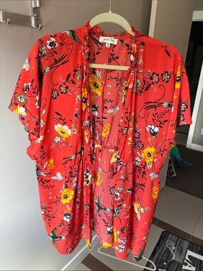 Grace & Lace Orange Floral Tie-Front Kimono